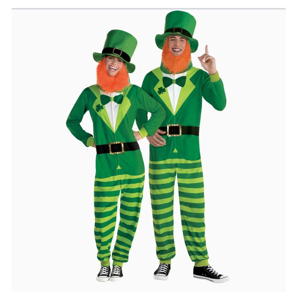 St. Patrick's Day L/XL- Unisex Green Adult Polyester Bodysuit Perfect Pub Crawls